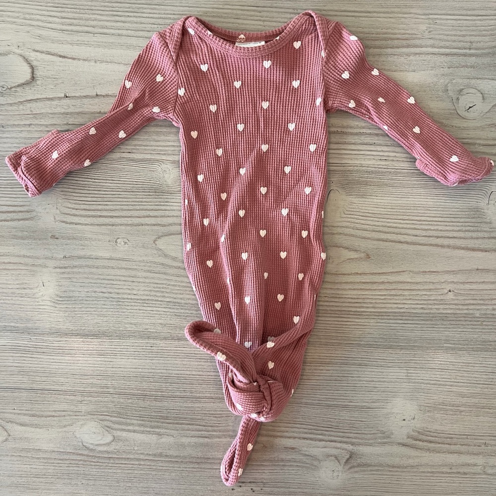 Pink Heart Patterned Baby Gown